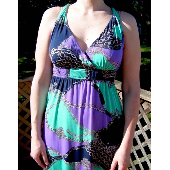 NWT Sexy Chain print maxi dress by GLAMOUR sz 6-10 - Picture 4 of 5